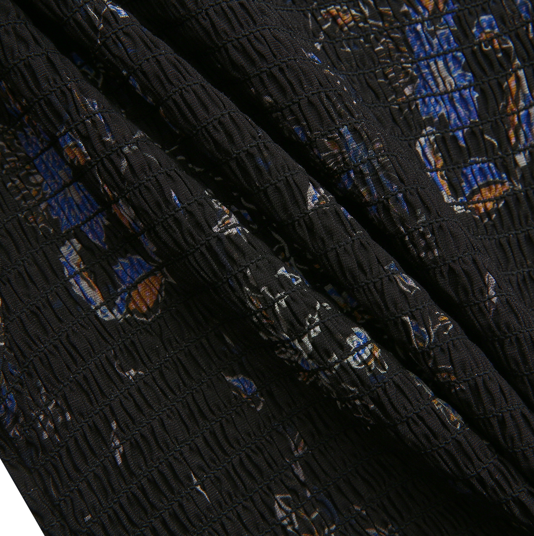 Cary Smocked Blouse - Black