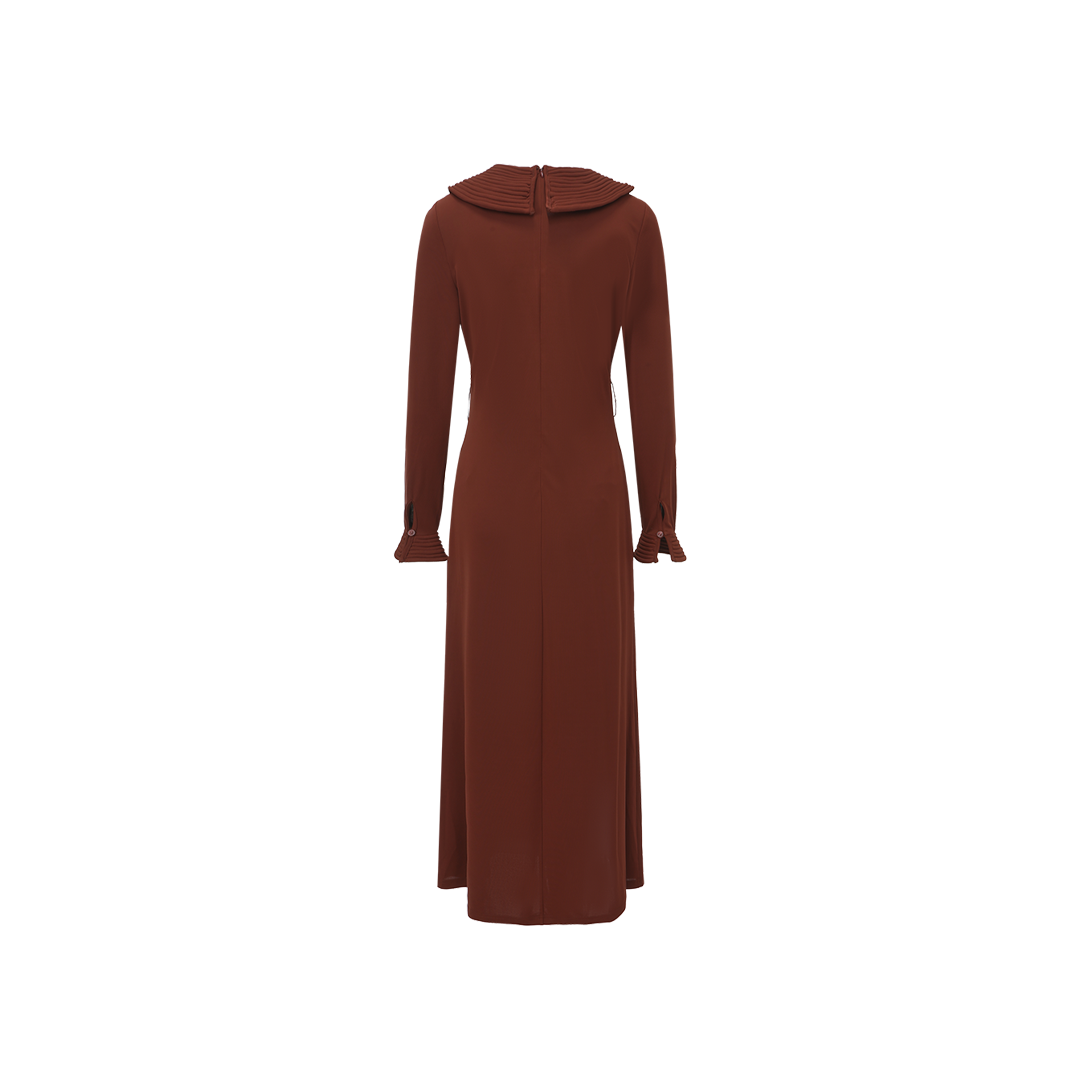 Collar Detail Scuba Dress - Rust