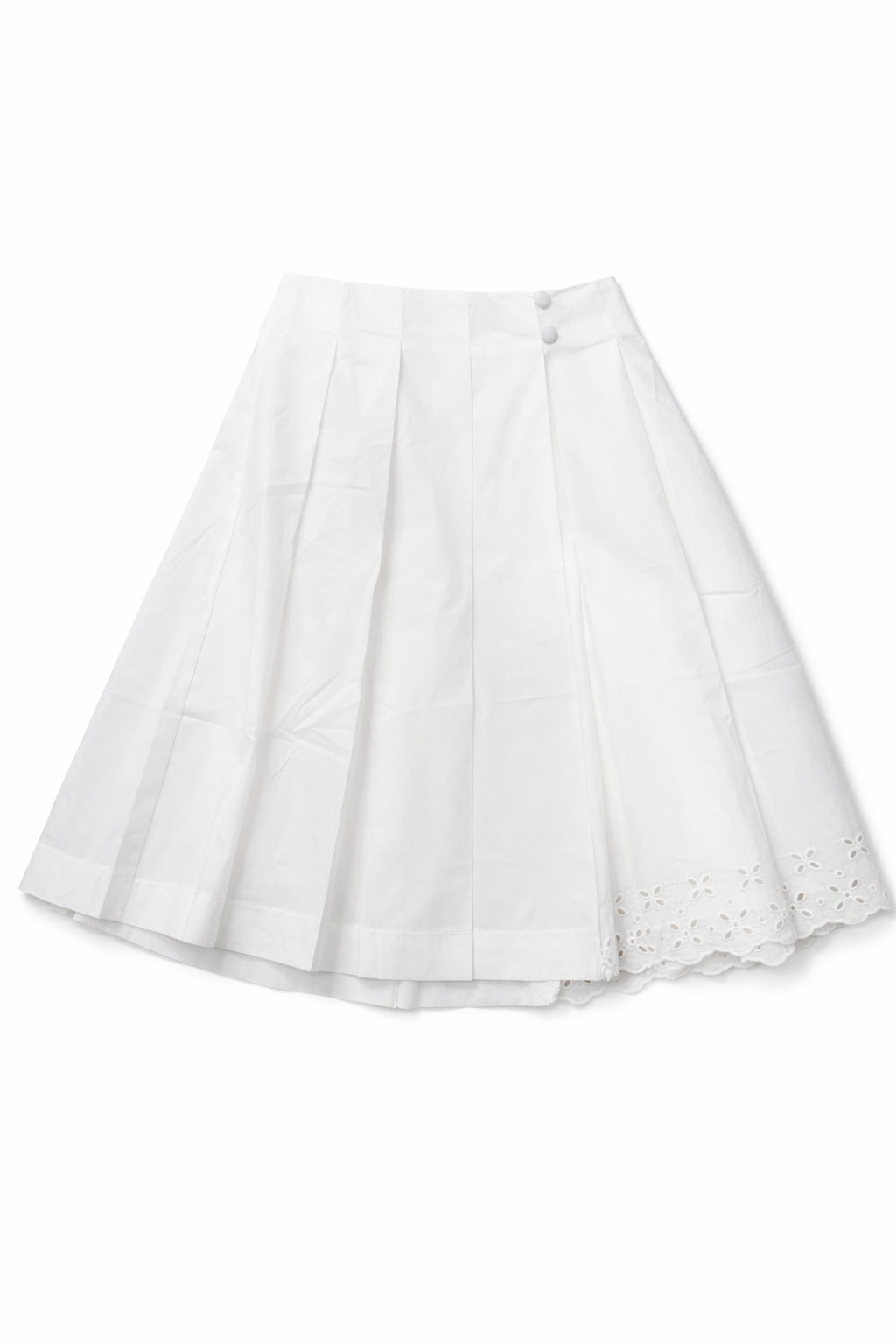 Cotton Eyelet Pleated Skirt