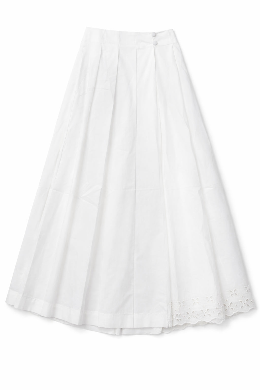 Cotton Eyelet Pleated Skirt