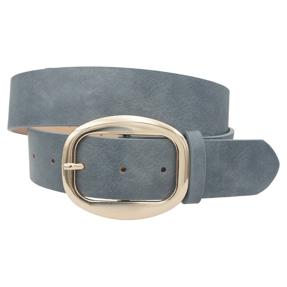 Wide Oval-Buckle Waist Belt  IW-38094WSH