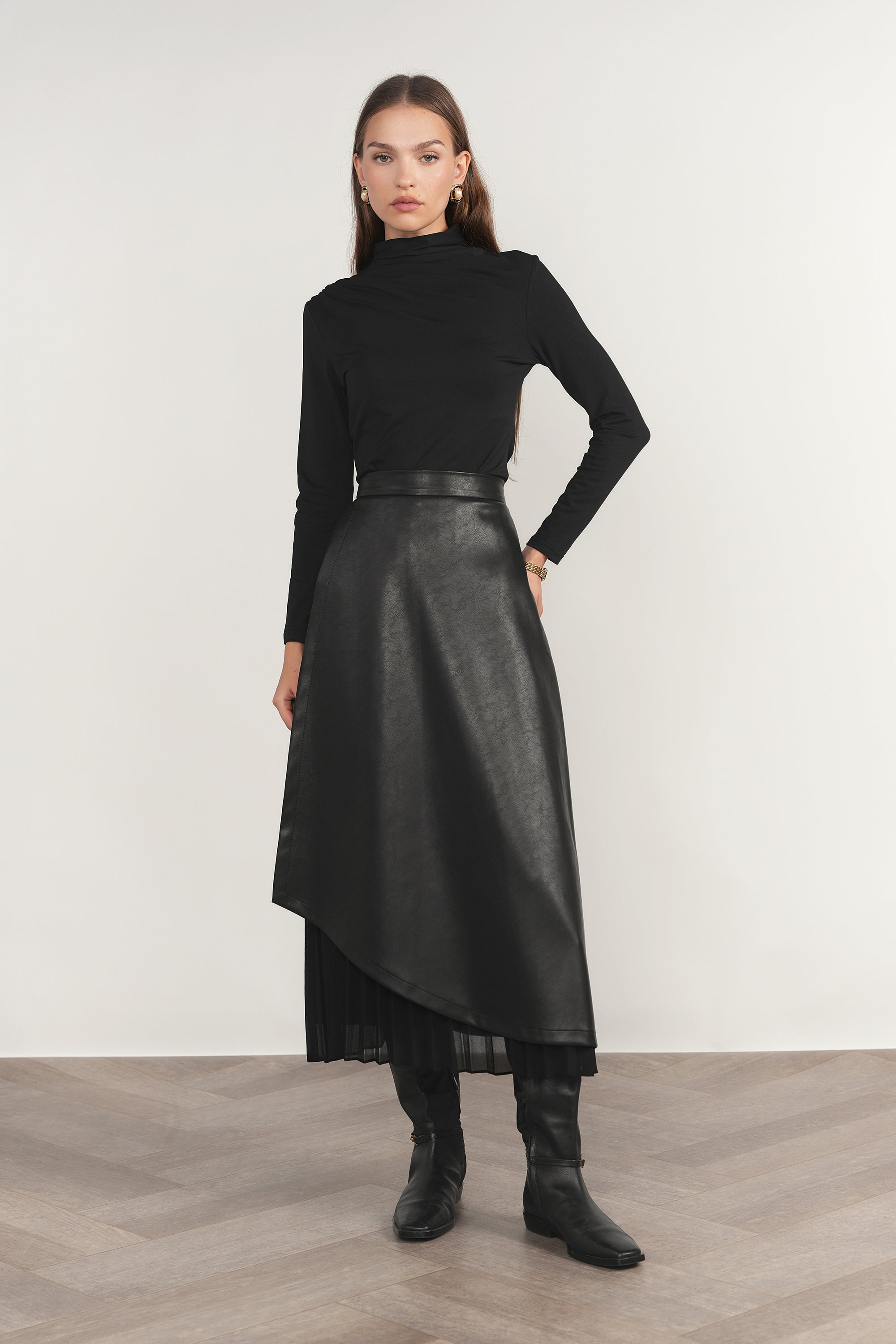 Eme Leather Skirt - Black