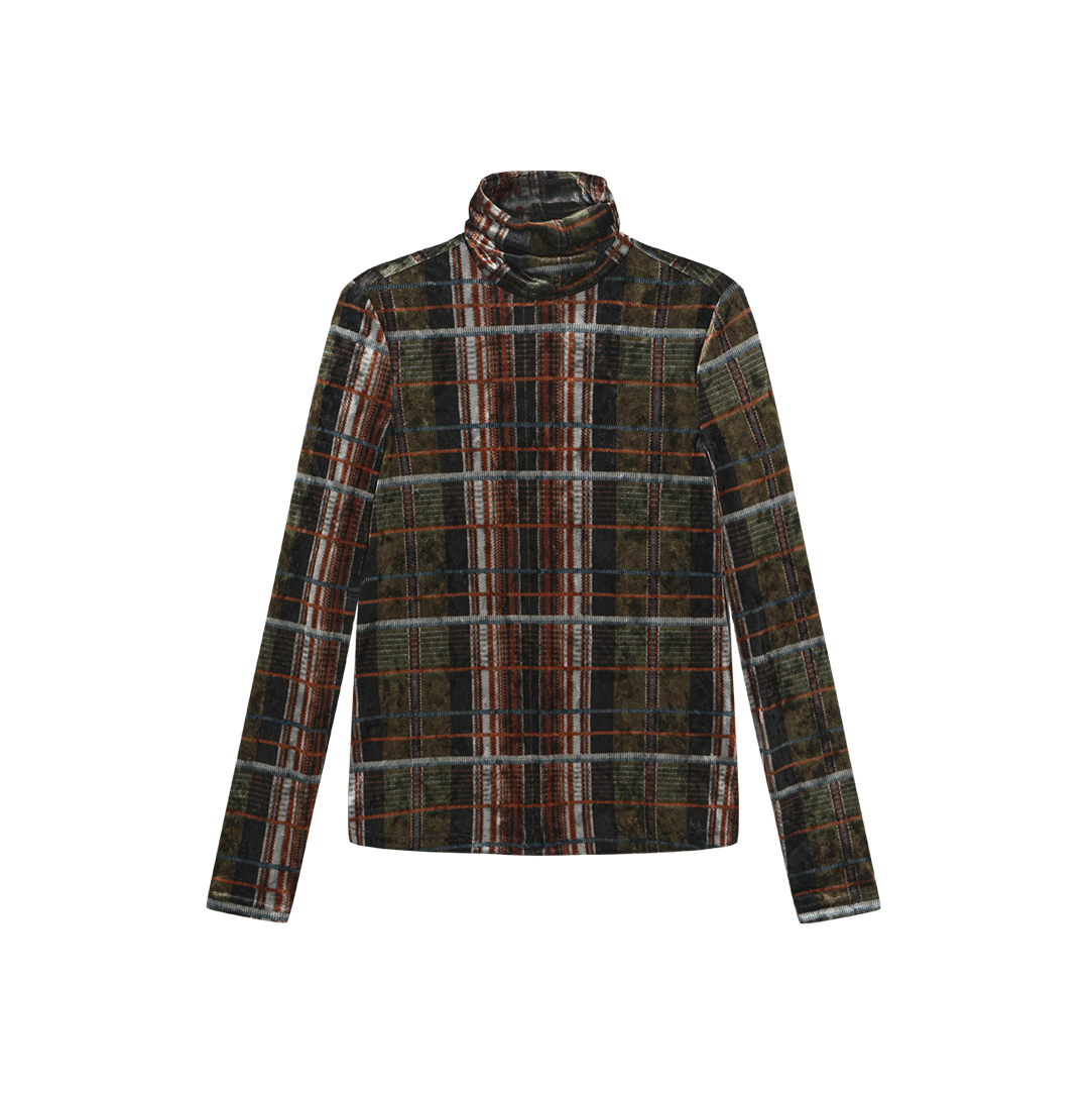 Eton Velvet Basic Turtleneck - Plaid
