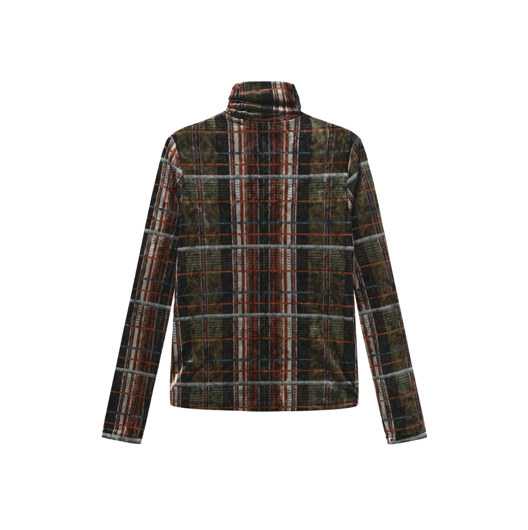 Eton Velvet Basic Turtleneck - Plaid