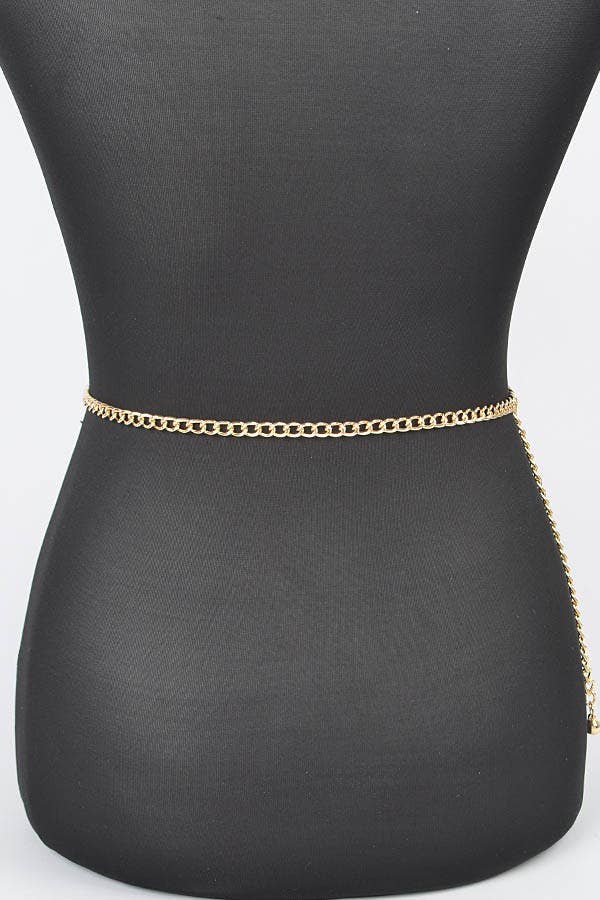 Pearl & Layered Chain Waist Belt PB8696