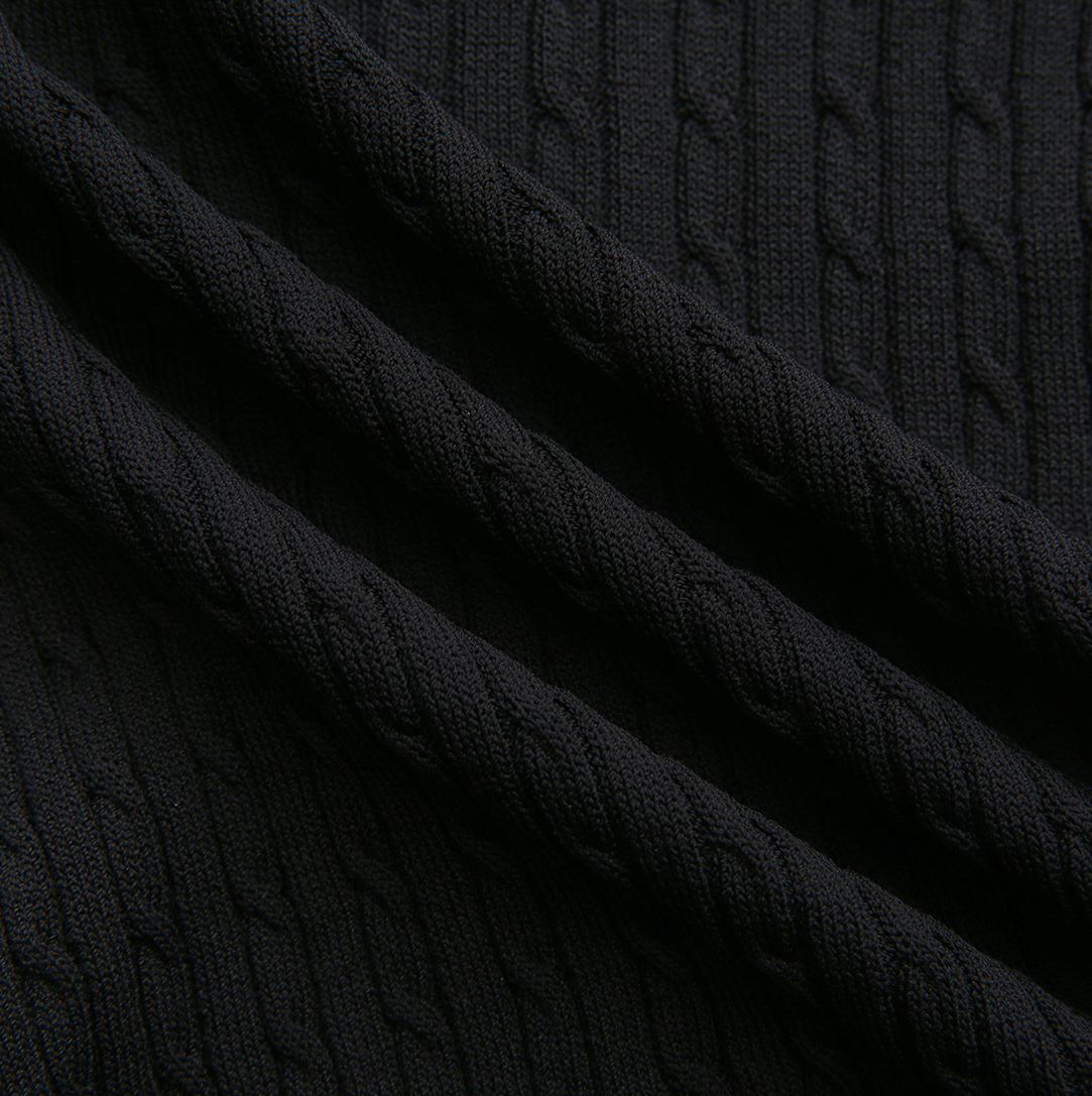 Inserted Blouse Cable Cardigan - Black