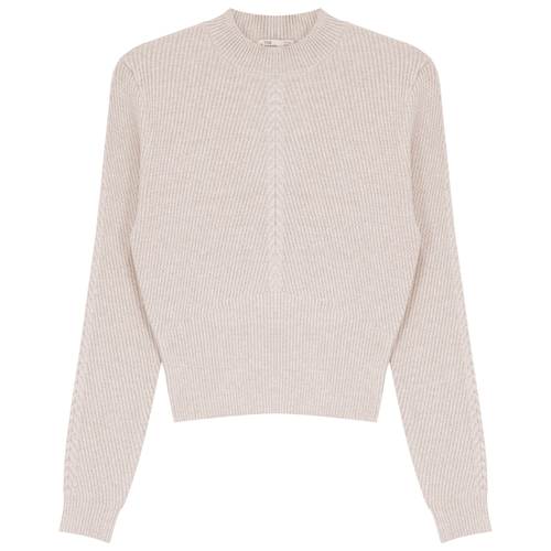 Legend - Teen Cable Rib Knit Crop Top - Almond