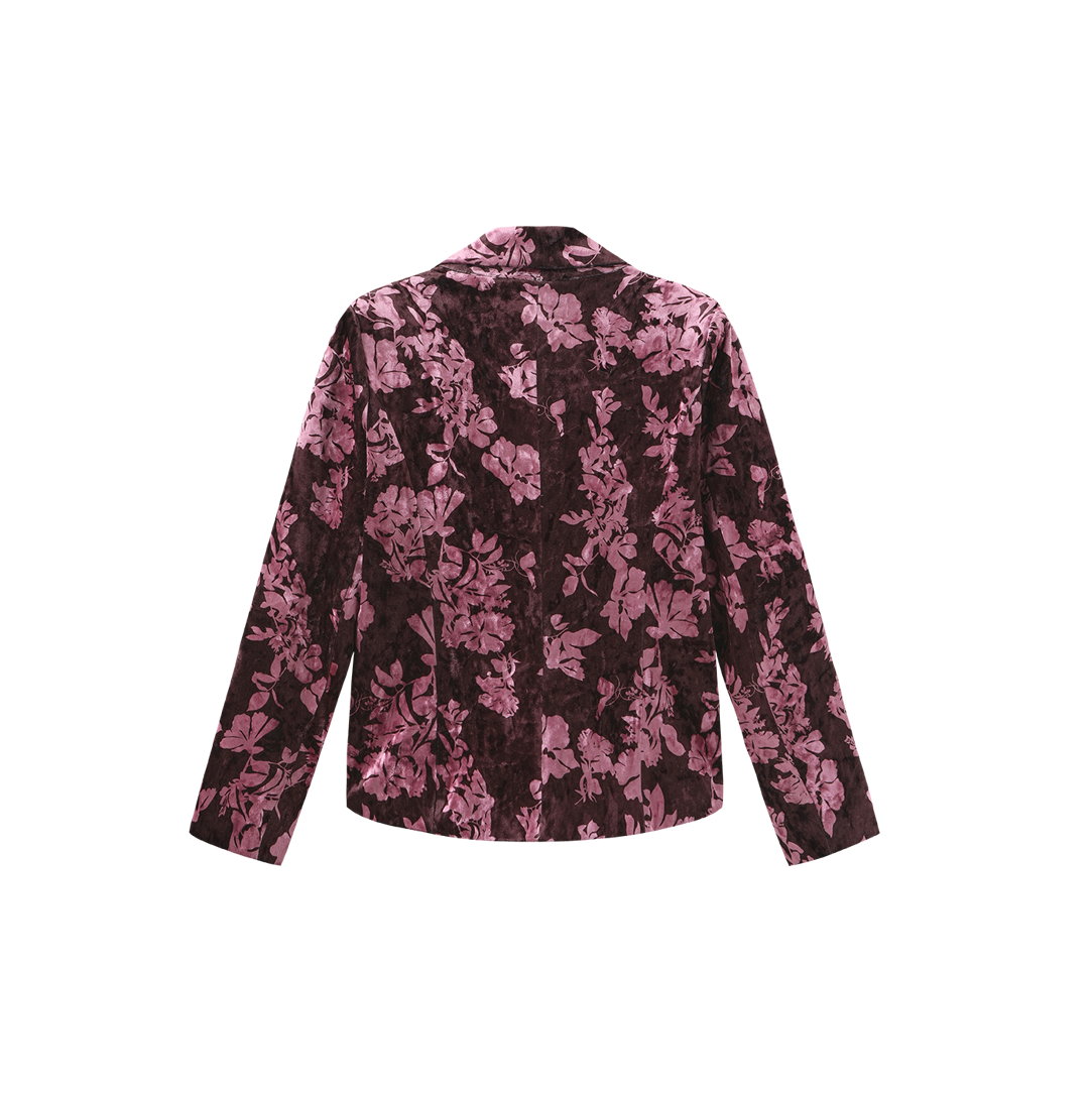 Lena Velvet Single Button Blazer - Blue