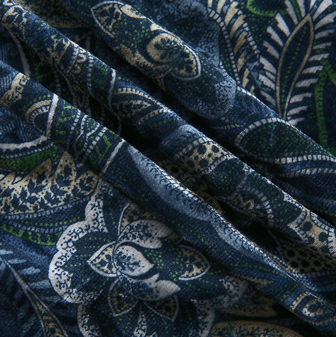 Lena Velvet Winter Blouse - Blue