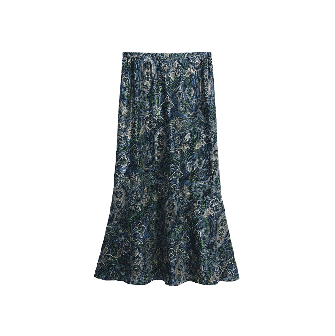 Lena Velvet Winter Slip Skirt - Blue