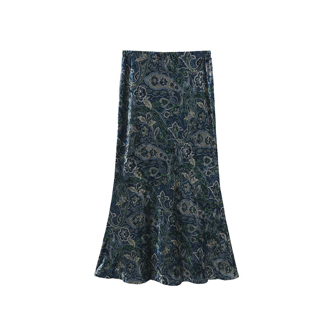 Lena Velvet Winter Slip Skirt - Blue