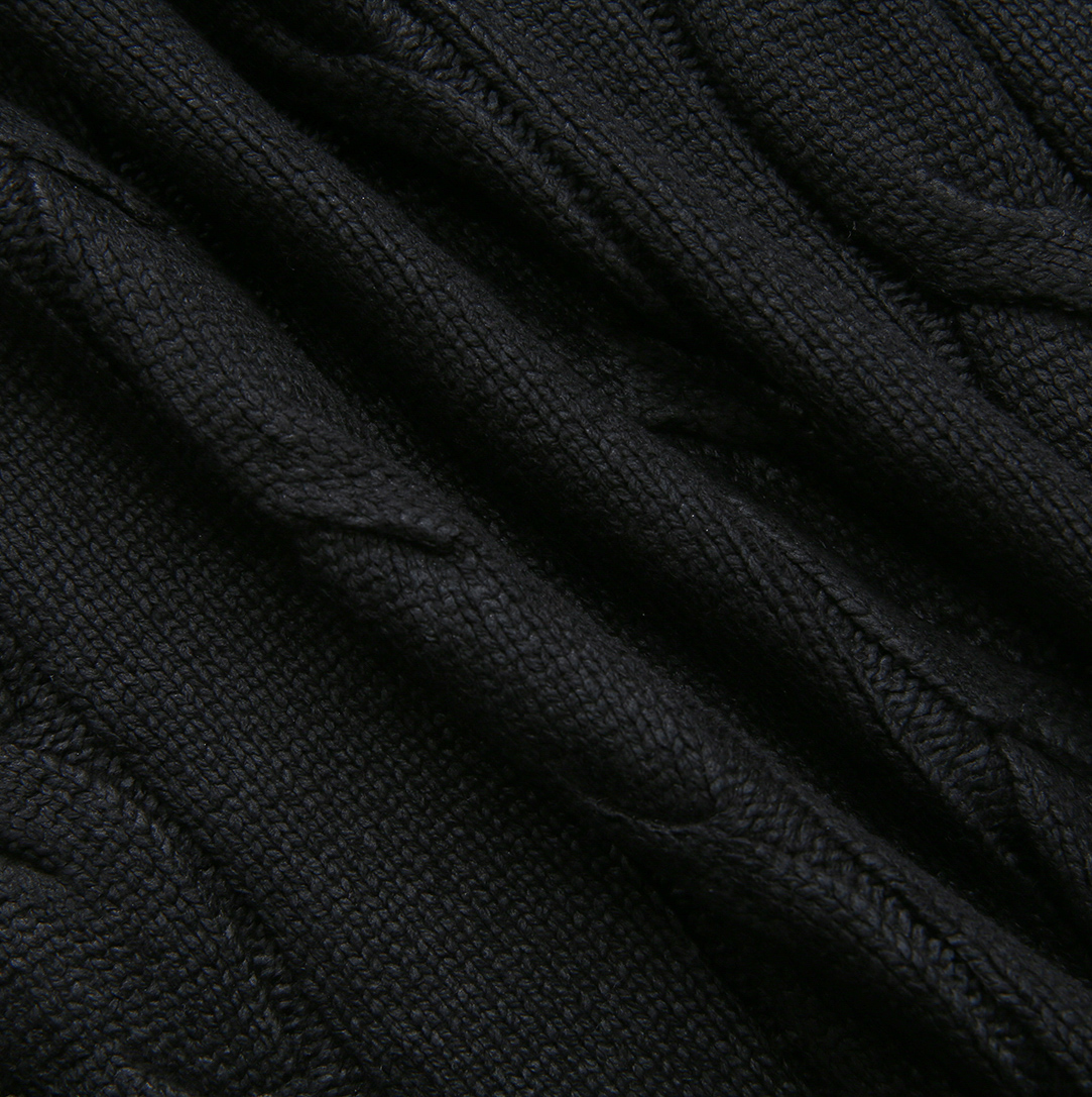 Metallic Cable Knit Sweater - Black
