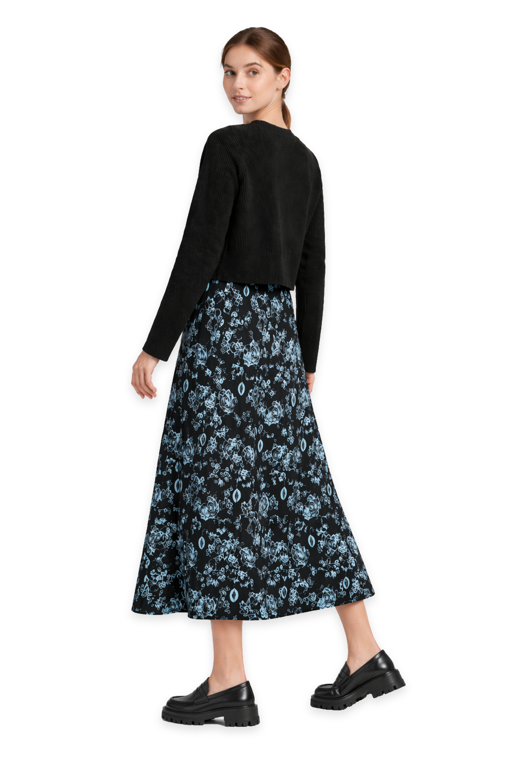 Noni - Teens Knit And Printed Jumper Set - Black