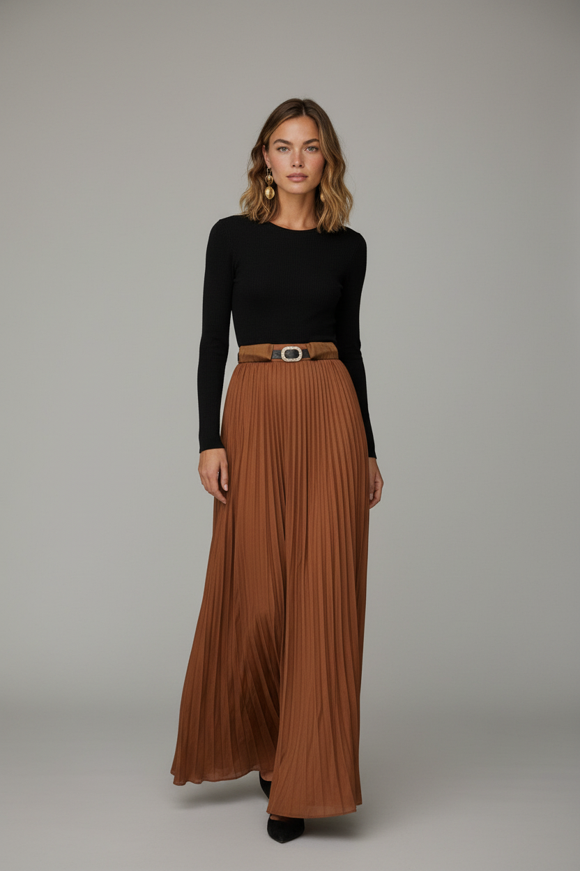 Pleated Satin Dress - Multi
