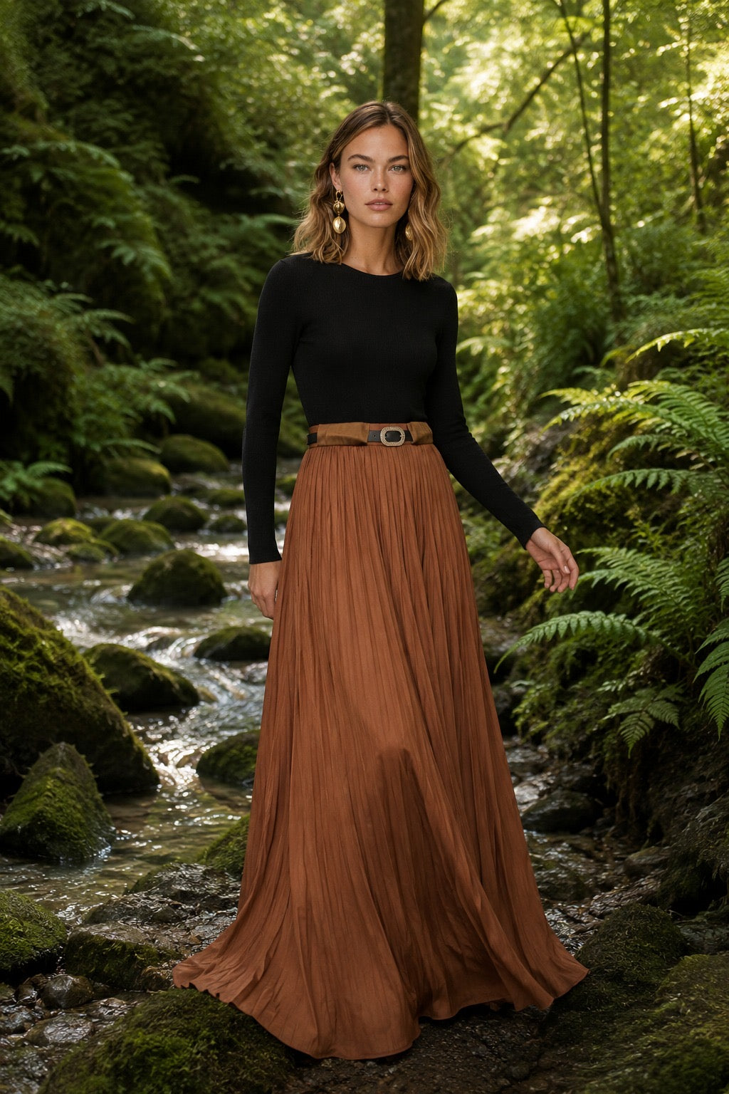 Pleated Satin Dress - Multi