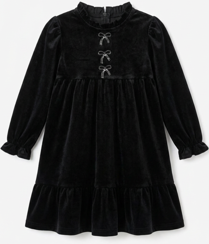 Seal - Girls Robe With Diamond Bow - Black