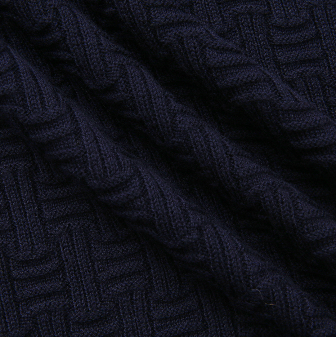 Tulip Design Knit Crew Neck - Navy