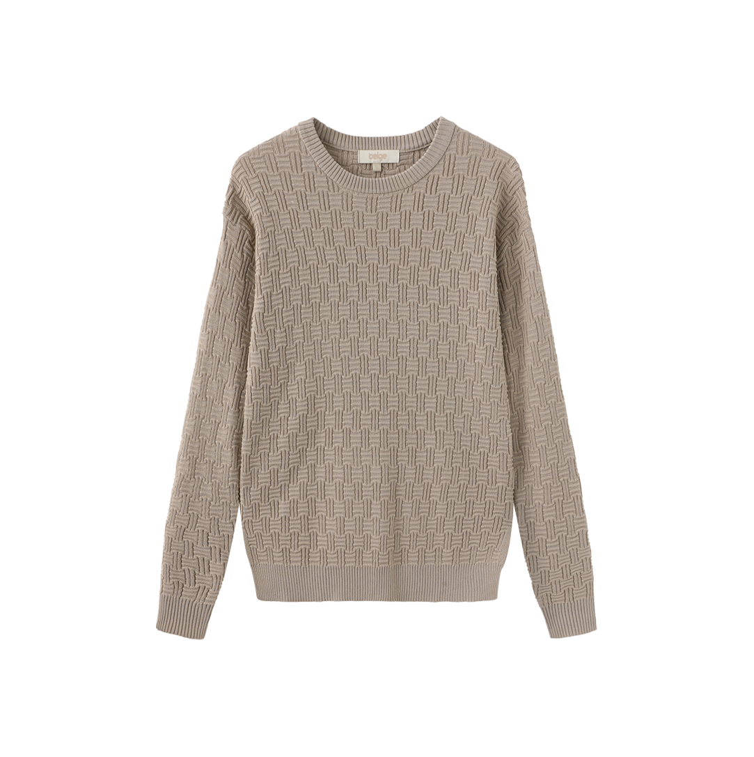 Tulip Design Knit Crew Neck - Oatmeal