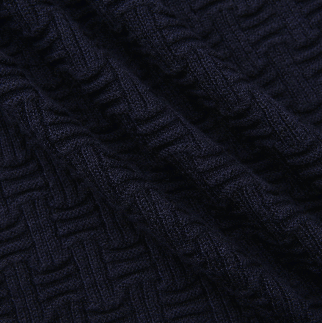Tulip Design Knit Skirt - Navy