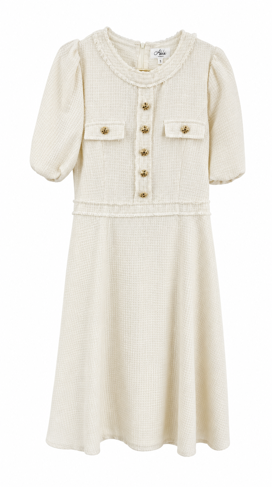 Tweed Dress in Ivory L Tweed Dress in Ivory L